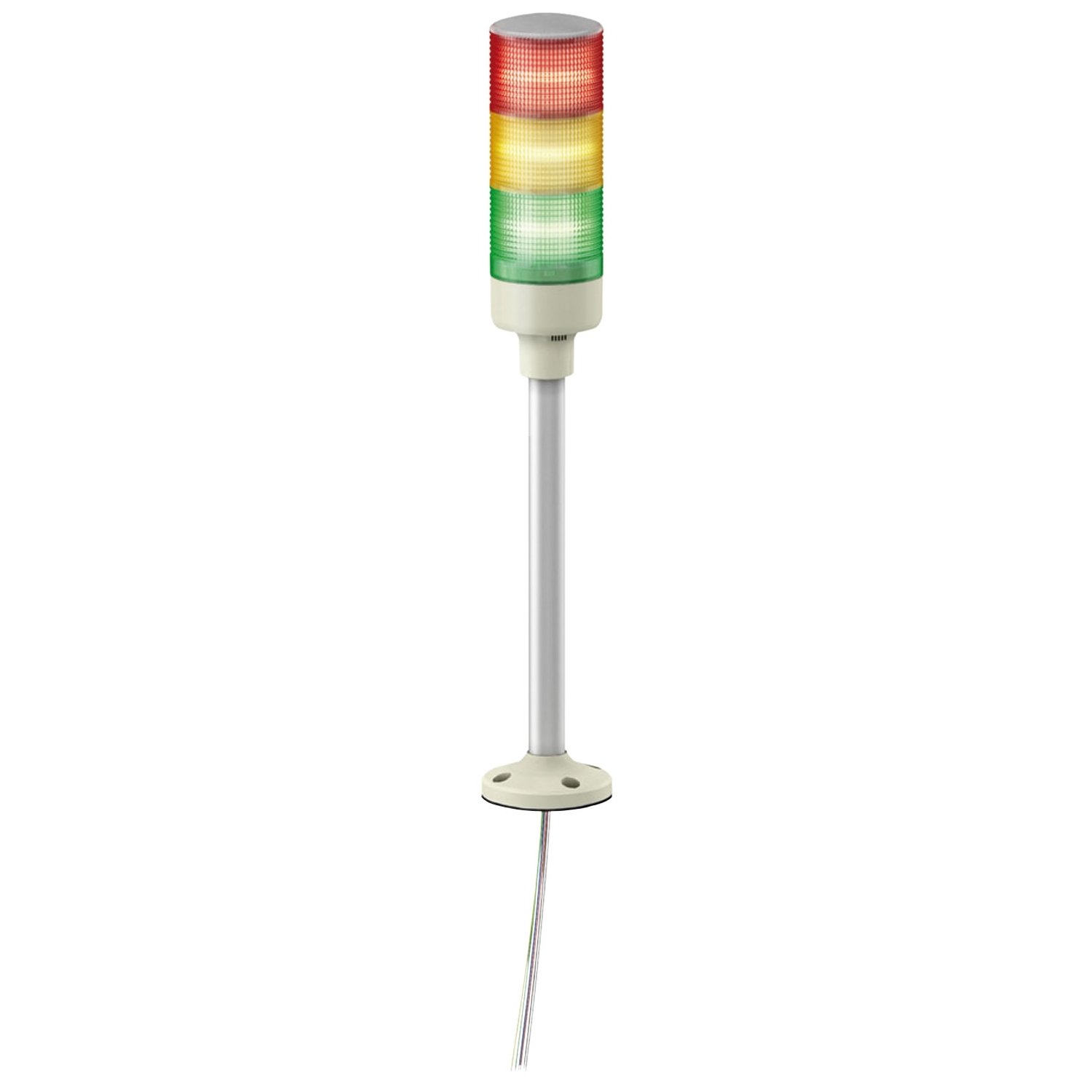 Coluna luminosa Ø60mm pré-montada, buzzer, LED vermelho, verde, amarelo, 24VCA/CC, tubo de montagem em alumínio e placa de fixação, XVGB3SH