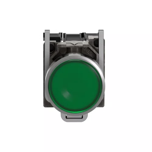 Botão luminoso Ø22mm metálico, retorno por mola, verde, NA+NF, 24VCA/CC, XB4BW33B5