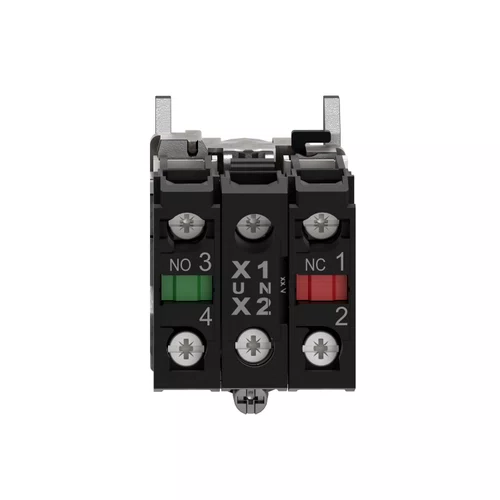 Botão luminoso Ø22mm metálico, retorno por mola, verde, NA+NF, 24VCA/CC, XB4BW33B5