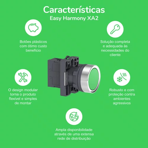 Botão Ø22mm plástico, retorno por mola, branco, NA, XA2EA11