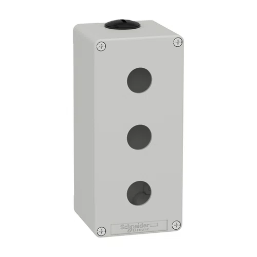 Botoeira metálica vazia Ø22mm, cinza, 3 furos, 80X175X77mm, XAPD3503