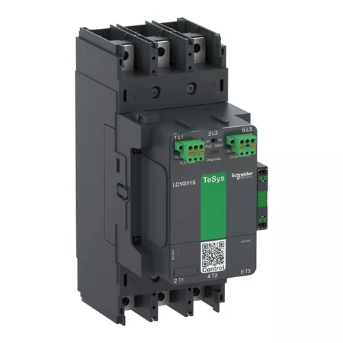 Contator de alta potência, TeSys Giga, 3 polos (3NA), AC-3 <=440V 115A, versão avançada, bobina CA/CC de 200…500V, LC1G115LSEA