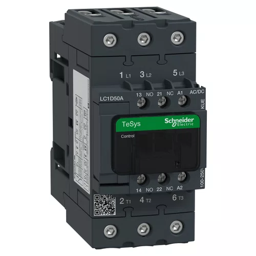 Contator Tesys Deca Green com Everlink 3P 50A AC-3 100-250V CA/CC 50/60Hz, LC1D50AKUE