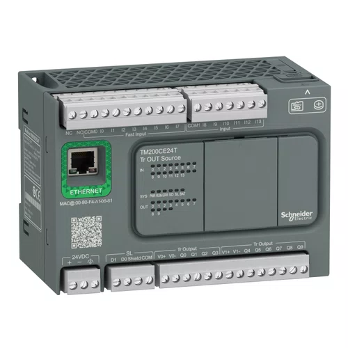 Controlador lógico programável, 14 entradas, 10 saídas PNP, Modbus RTU/ASCII, Ethernet TCP/IP, 24 VDC