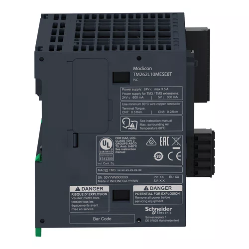 Controlador Lógico Programável - 4 Entradas / 4 Saídas Digitais - Saídas Source (PNP) - Modbus TCP/Ethernet IP - 24 Vdc, TM262L10MESE8T
