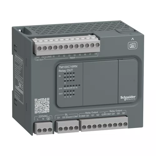 Controlador Lógico Programável - 9 Entradas / 7 Saídas Digitais - Saídas Relé - Modbus RTU/ASCII - 110/220 Vac, TM100C16RN