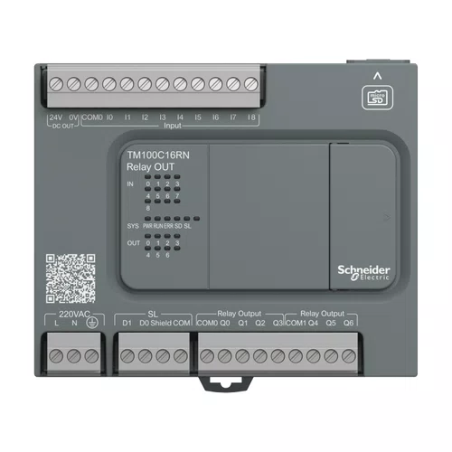 Controlador Lógico Programável - 9 Entradas / 7 Saídas Digitais - Saídas Relé - Modbus RTU/ASCII - 110/220 Vac, TM100C16RN