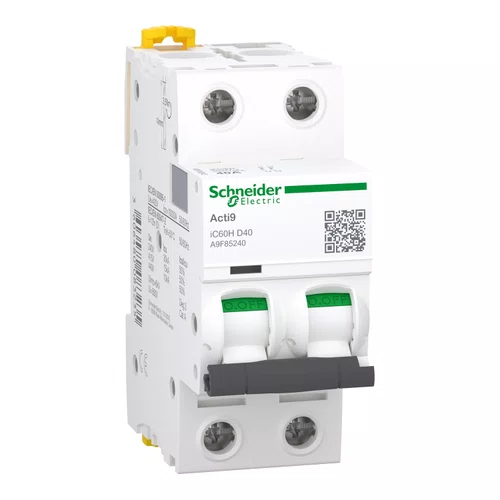 Disjuntor Acti9 IC60H 2P, 40A, Curva D, 30kA em 220/240VCA (60947-2), A9F85240