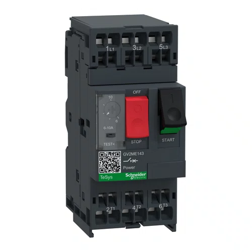 Disjuntor motor termomagnético Tesys Deca 6-10A botão de impulsão, GV2ME143
