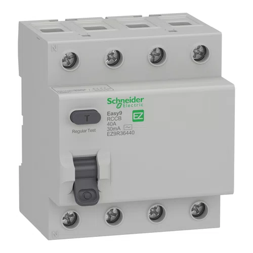 INTERRUPTOR DIFERENCIAL RESIDUAL EASY9 4P 30MA 40A CLASSE AC 6000A 415V, EZ9R36440