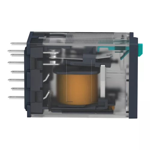 Relé de interface, 6A, 4NAF, botão de teste, LED, 12VCC, RXM4AB2JD
