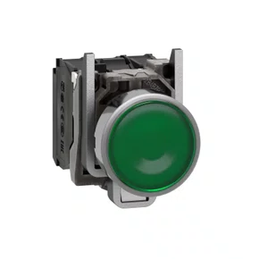 Botão luminoso Ø22mm metálico, retorno por mola, verde, NA+NF, 24VCA/CC, XB4BW33B5