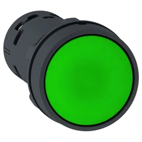 Botão monobloco Ø22mm plástico, retorno por mola, verde, NA, XB7NA31