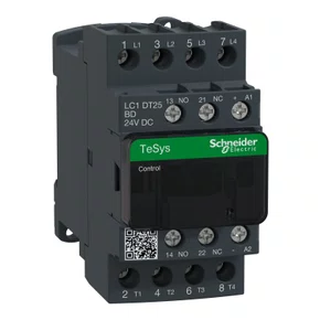 Contator Tesys Deca 4P 25A AC-1 24V CC 50/60Hz 1NA+1NF, LC1DT25BD