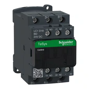 CONTATOR TRIPOLAR TESYS DECA 18A 1NA+1NF 24VCC, LC1D18BD