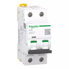 Disjuntor Acti9 IC60N 2P, 16A, Curva C, 20kA em 220/240VCA (60947-2), A9F74216