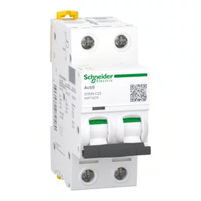 Disjuntor Acti9 IC60N 2P, 25A, Curva C, 20kA em 220/240VCA (60947-2), A9F74225
