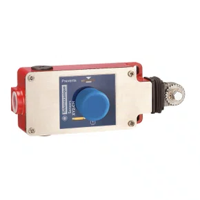 Interruptor de parada de emergência com trava, acionado por corda, Telemecanique. Interruptores de parada de emergência acionados por corda XY2CH13390, 2NF+1 NA, botão de pressão tipo cogumelo.