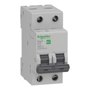 Mini disjuntor Easy9 2P, 16A, Curva C, 6kA em 400VCA (60898-1), EZ9F56216