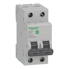 Mini disjuntor Easy9 2P, 6A, Curva C, 6kA em 400VCA (60898-1), EZ9F56206