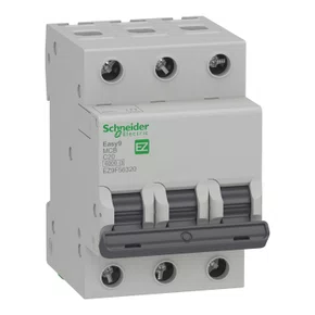 Mini disjuntor Easy9 3P, 20A, Curva C, 6kA em 400VCA (60898-1), EZ9F56320
